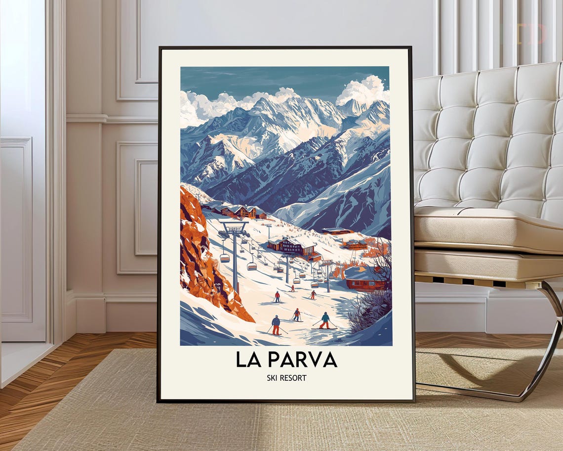 La Parva Retro Ski Resort Village Chairlift Alpine Slope Art Poster