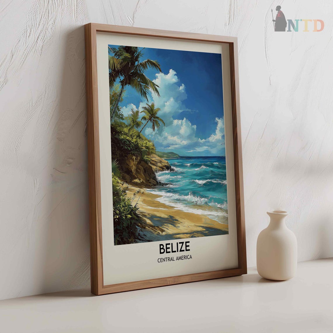 Belize Tropical Beach Palm Trees Central America Travel Poster - Image 2