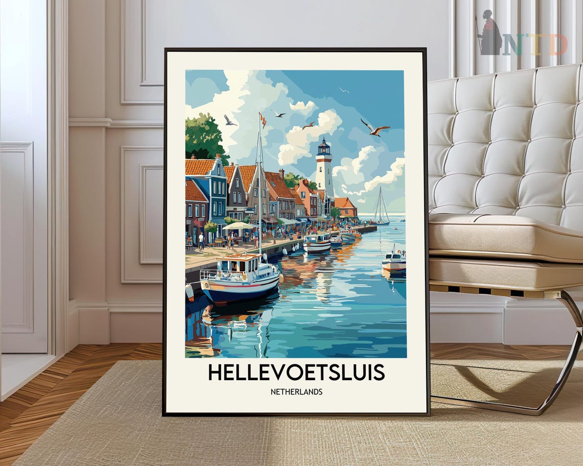 Hellevoetsluis Netherlands Harbor Lighthouse Maritime Travel Poster