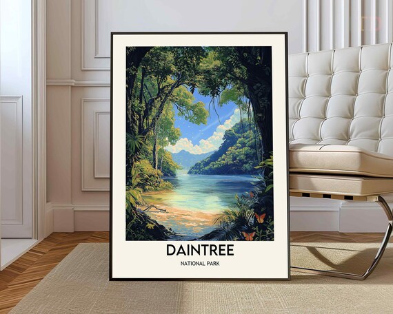 Daintree National Park Retro Rainforest Lagoon Travel Poster