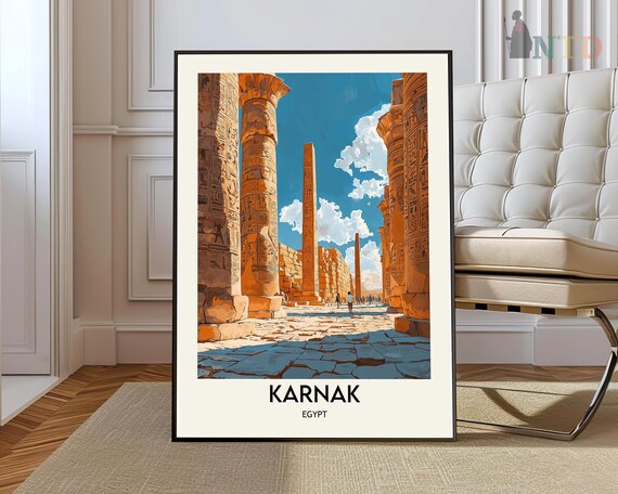 Karnak Egypt Ancient Temple Columns Obelisk Historic Travel Poster
