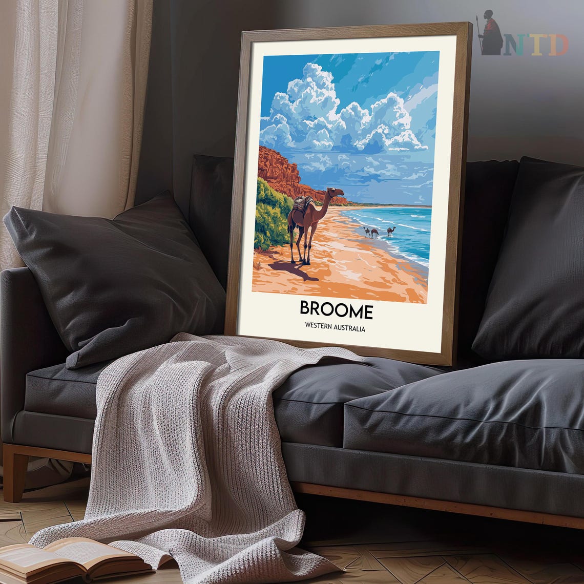 Broome Western Australia Camel Beach Red Cliffs Travel Poster - Image 3