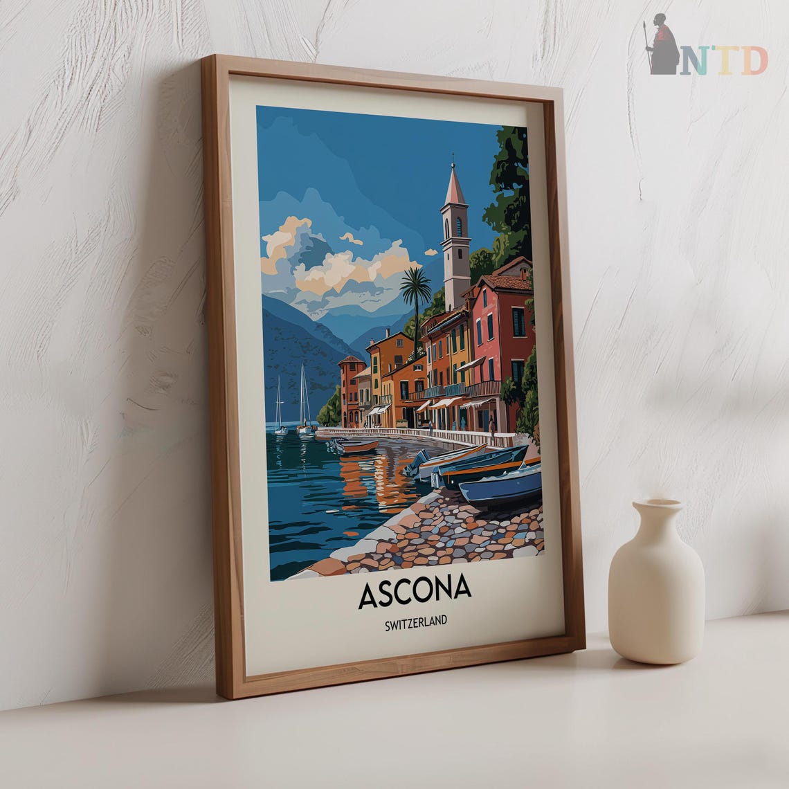 Ascona Switzerland Lake Maggiore Waterfront Old Town Travel Poster - Image 2