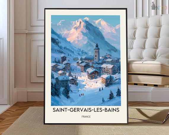 Saint Gervais Les Bains France Alpine Village Sunset Travel Poster