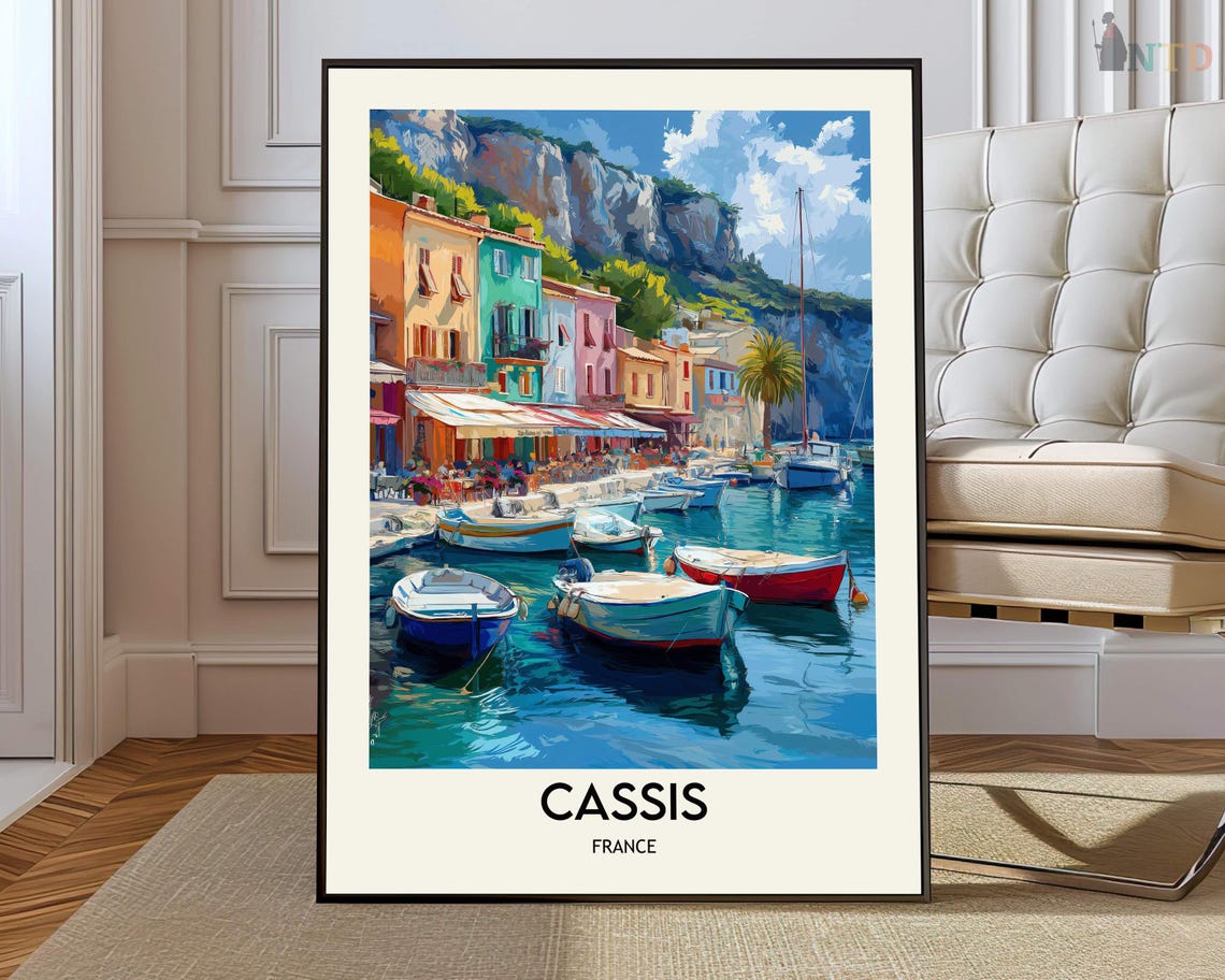 Cassis Waterfront Sailboats Turquoise Harbor France Coastal Poster