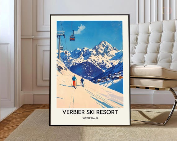 Verbier Ski Resort Poster Wall Art Print Photo Switzerland