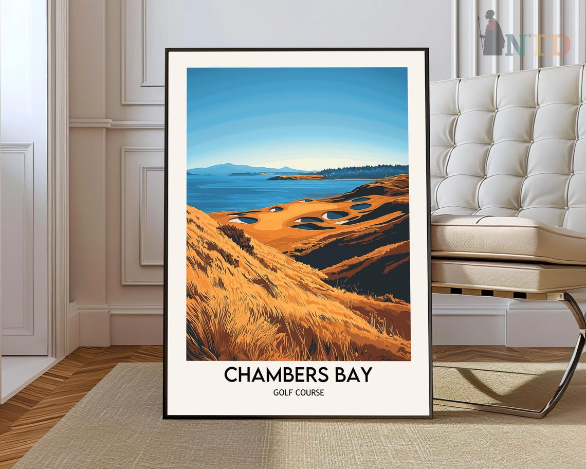 Chambers Bay Coastal Golf Links Puget Sound View Travel Poster