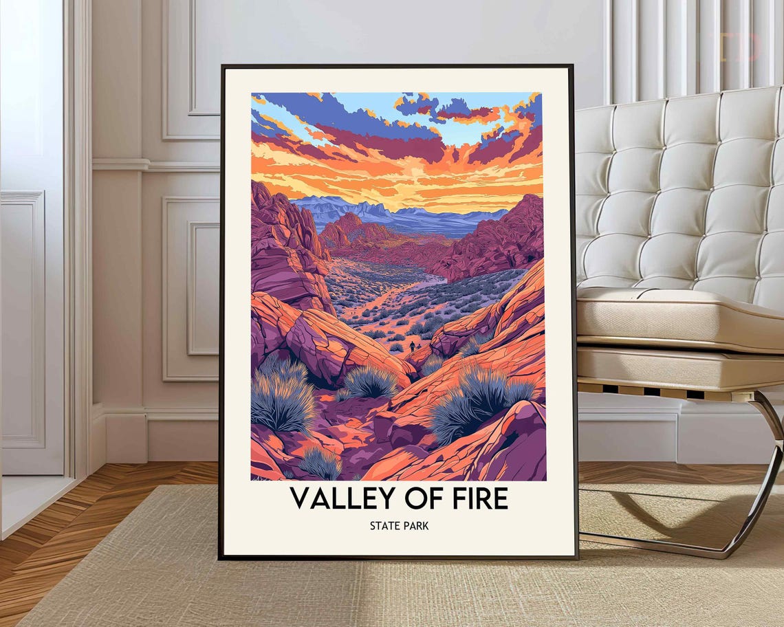 Valley of Fire State Park Sunset Purple Rocks Desert Travel Poster