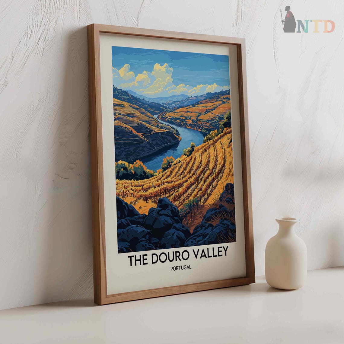 Douro Valley Portugal Golden Terraced Vineyards River Bend View Poster - Image 2