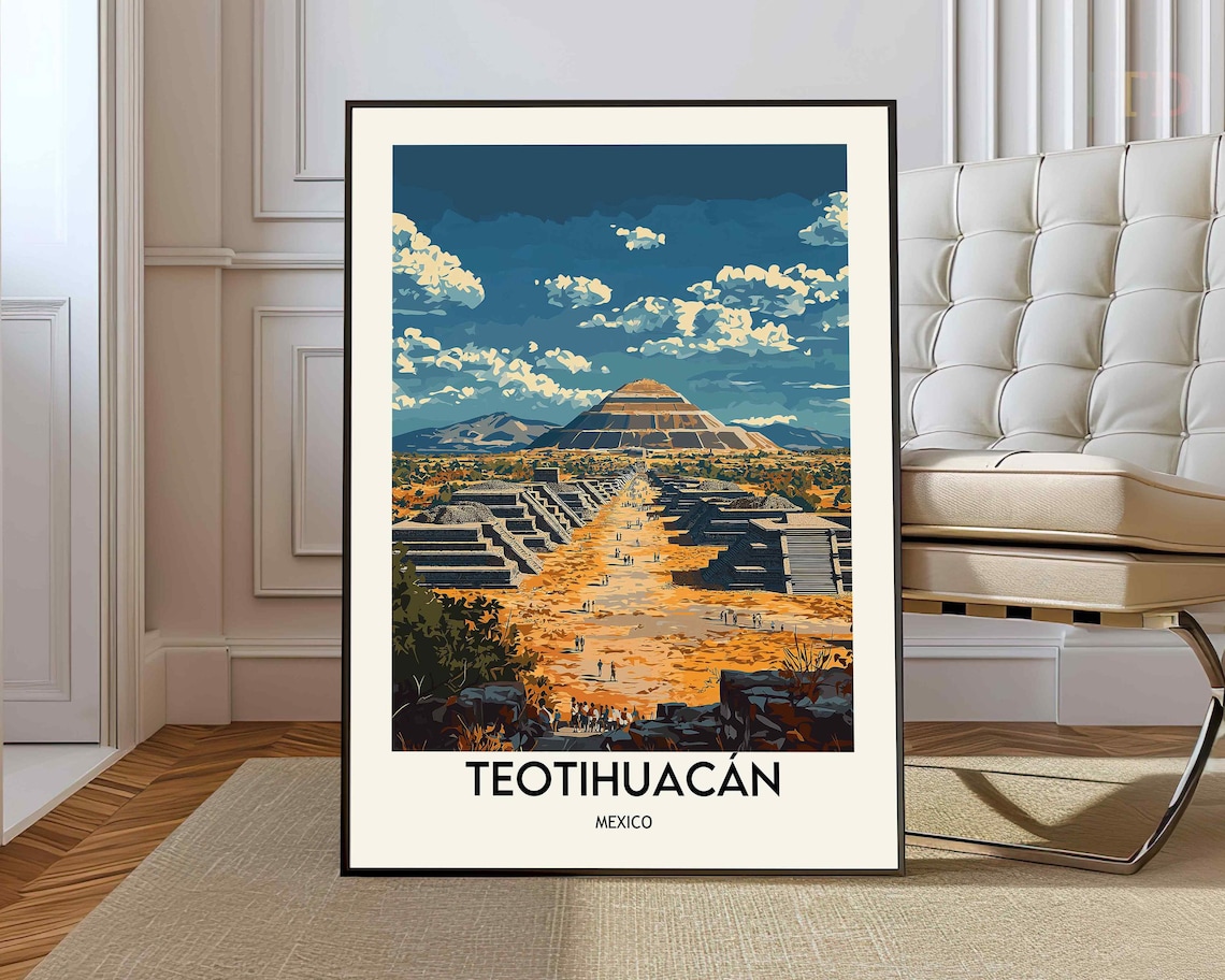 Teotihuacan Poster Print, Mexico Travel Wall Art