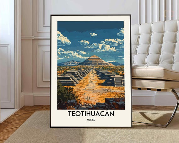 Teotihuacan Poster Print, Mexico Travel Wall Art