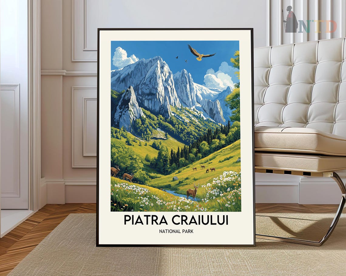 Piatra Craiului Romania National Park Vintage Travel Wall Poster