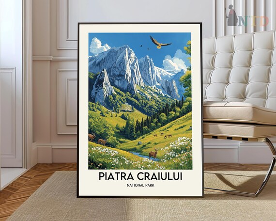 Piatra Craiului Romania National Park Vintage Travel Wall Poster