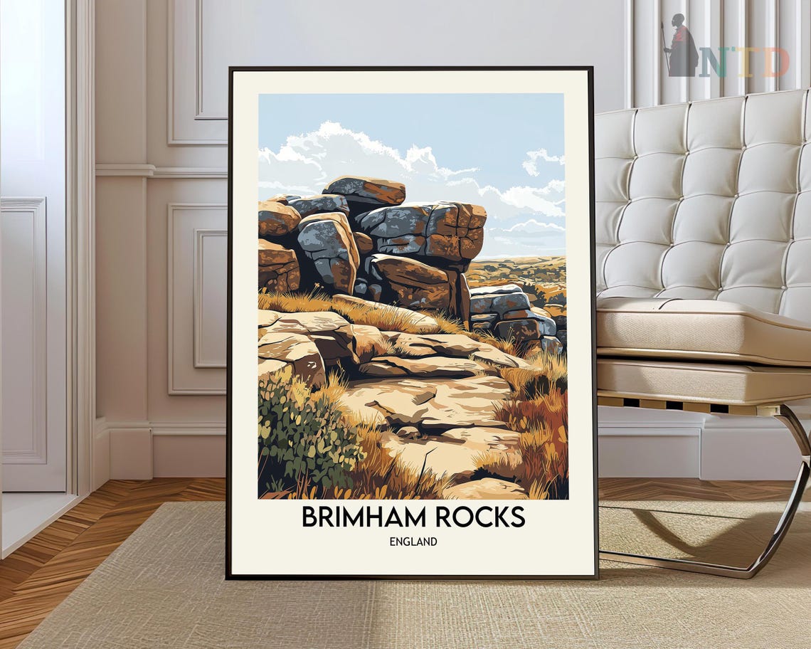 Brimham Rocks England Stacked Stone Formation Nature Travel Poster