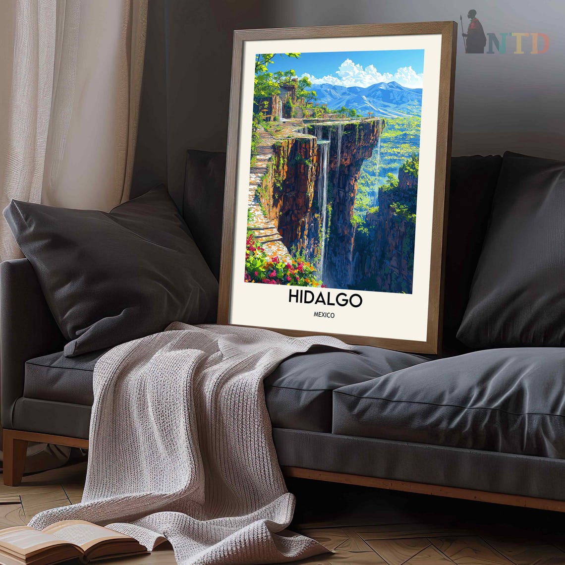 Hidalgo Mexico Basalt Canyon Waterfall Jungle Cliff Scene Poster - Image 3