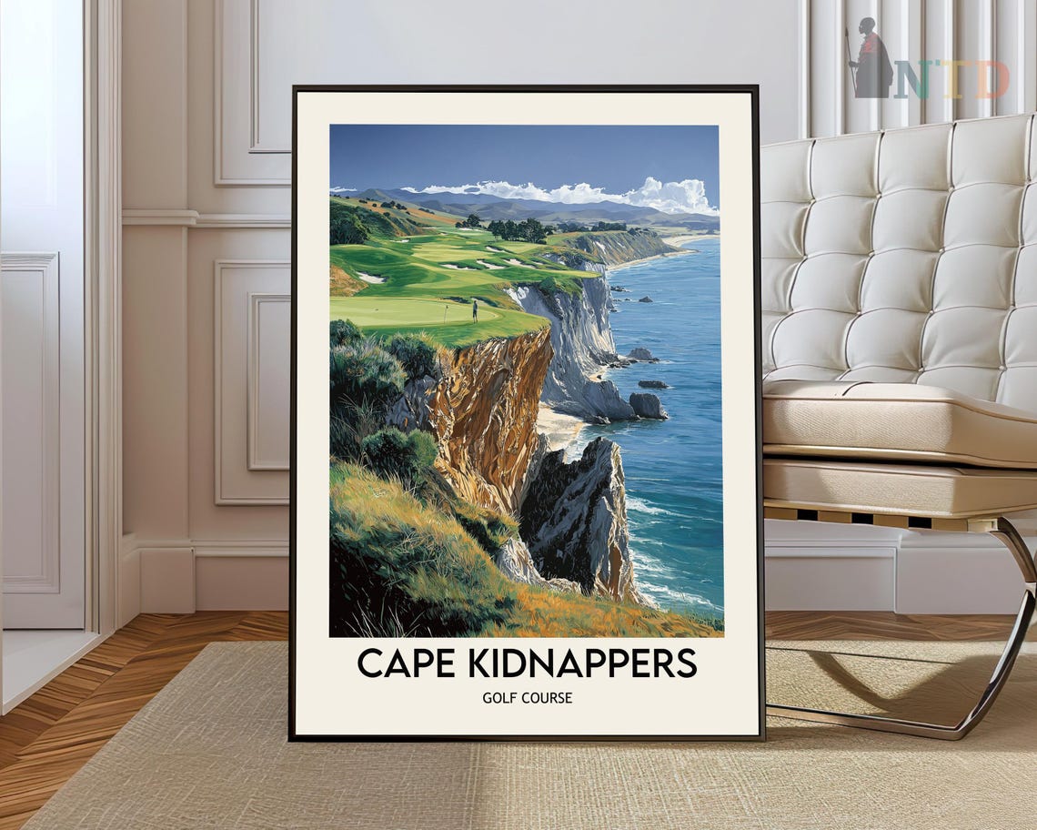 Cape Kidnappers Golf Course Poster Cliffside Ocean Links New Zealand