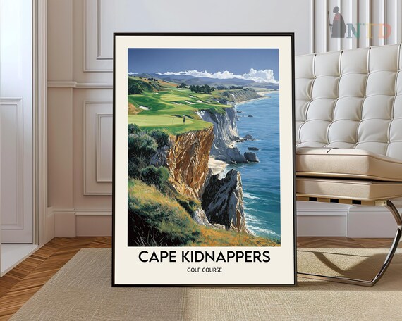 Cape Kidnappers Golf Course Poster Cliffside Ocean Links New Zealand