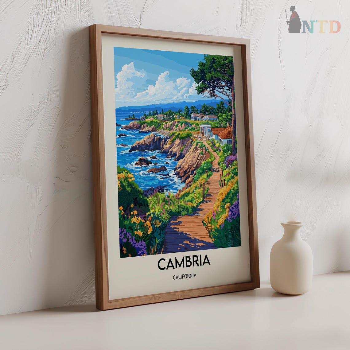 Cambria California Coastal Bluff Trail With Wildflowers Poster - Image 2