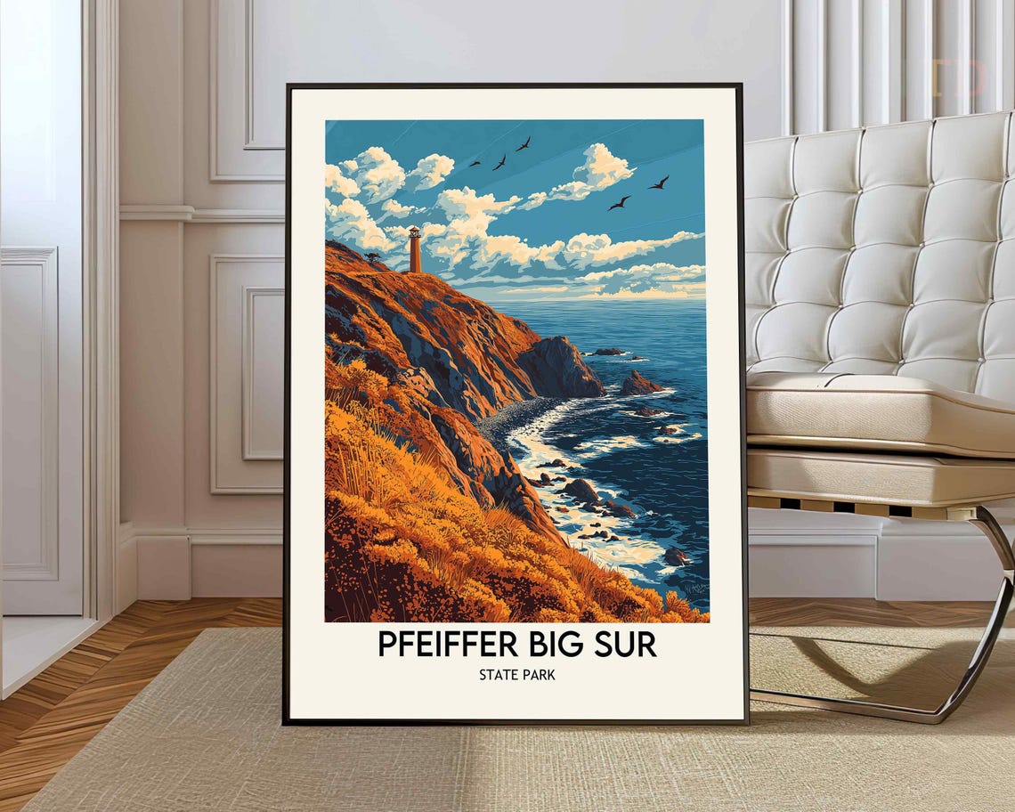 Pfeiffer Big Sur State Park Lighthouse Coastal Travel Poster