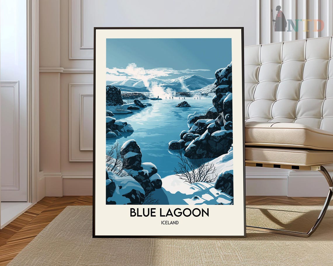Blue Lagoon Iceland Geothermal Spa Winter Travel Nordic Art Poster