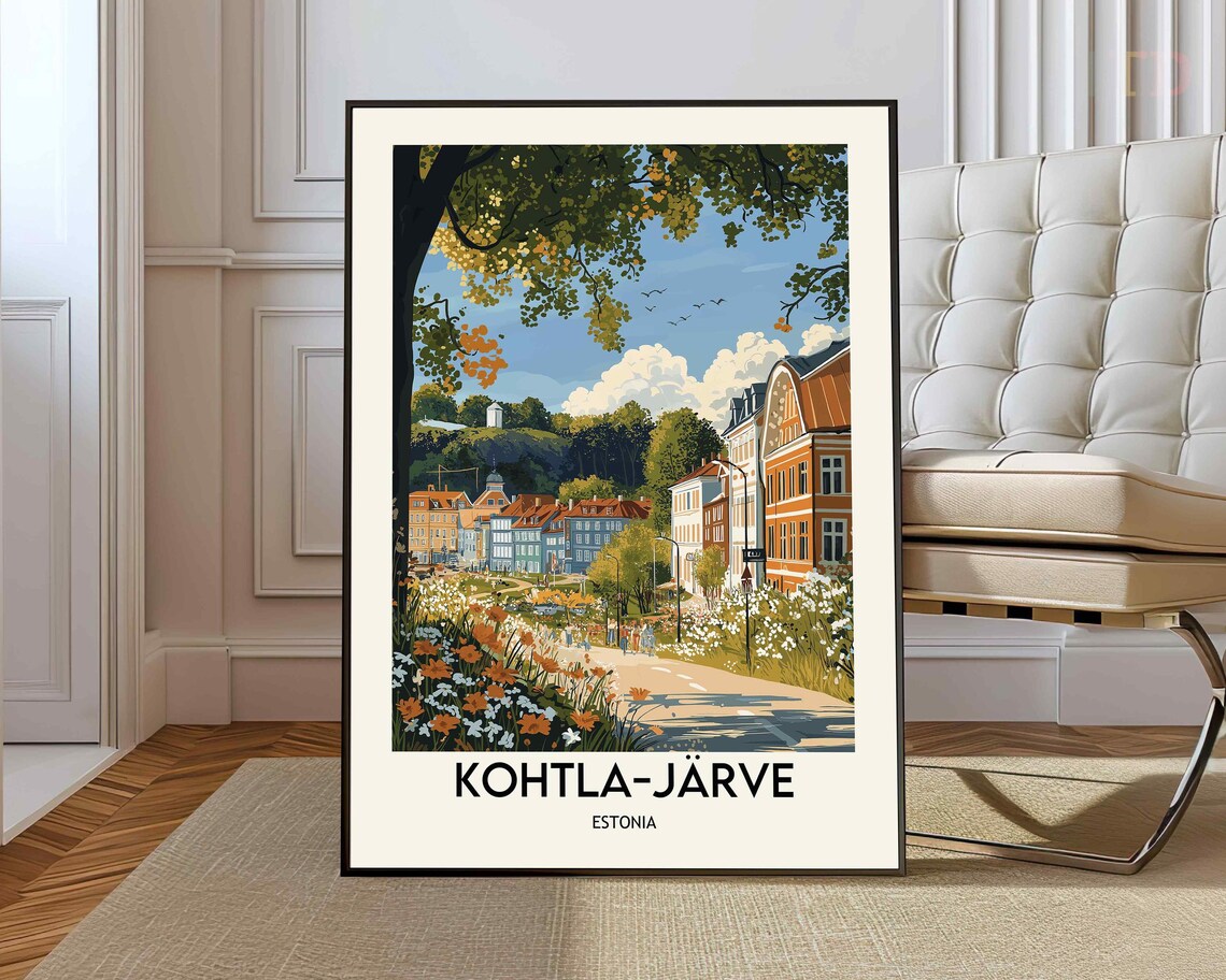 Kohtla Jarve Colorful Old Town Flower Street Estonia Travel Poster