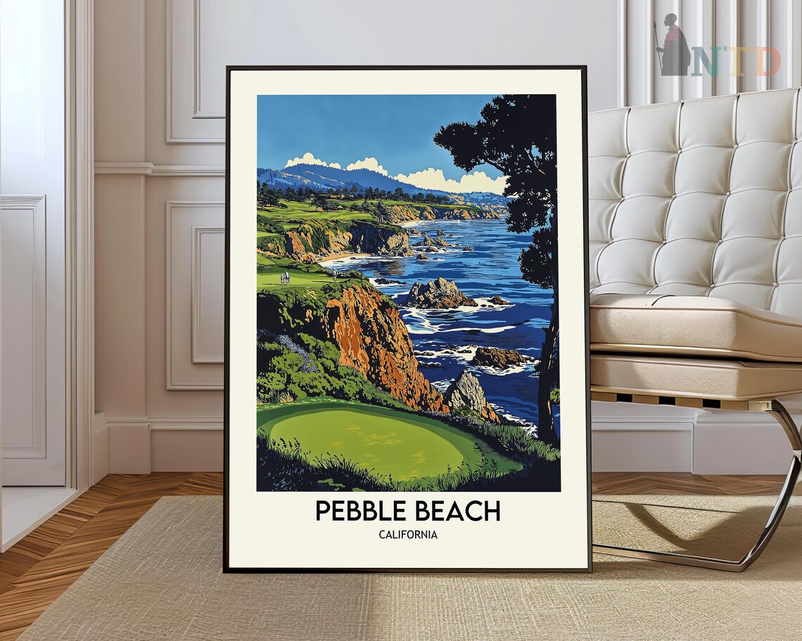 Pebble Beach, California Travel Poster, Lone Cypress