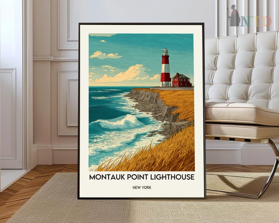 Montauk Point Lighthouse Poster Wall Art Print Long Island