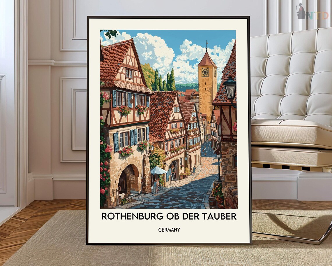 Rothenburg Ob Der Tauber Germany Half Timbered Houses Street Poster