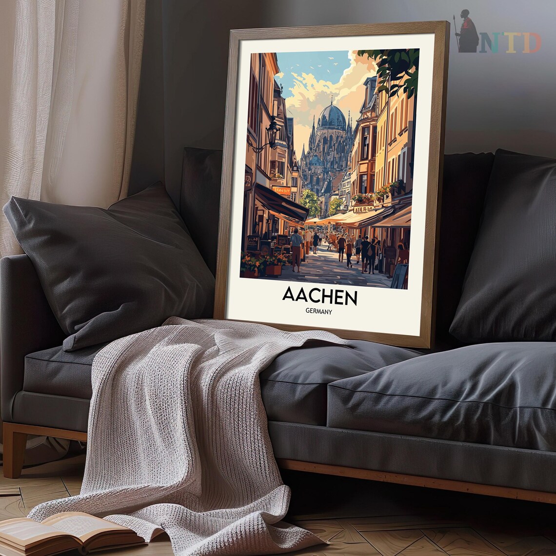 Aachen Germany Cathedral Old Town Street Vintage Travel Poster - Image 3