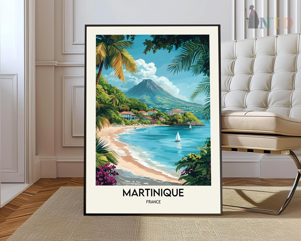 Martinique Caribbean Travel Poster, Island Wall Art