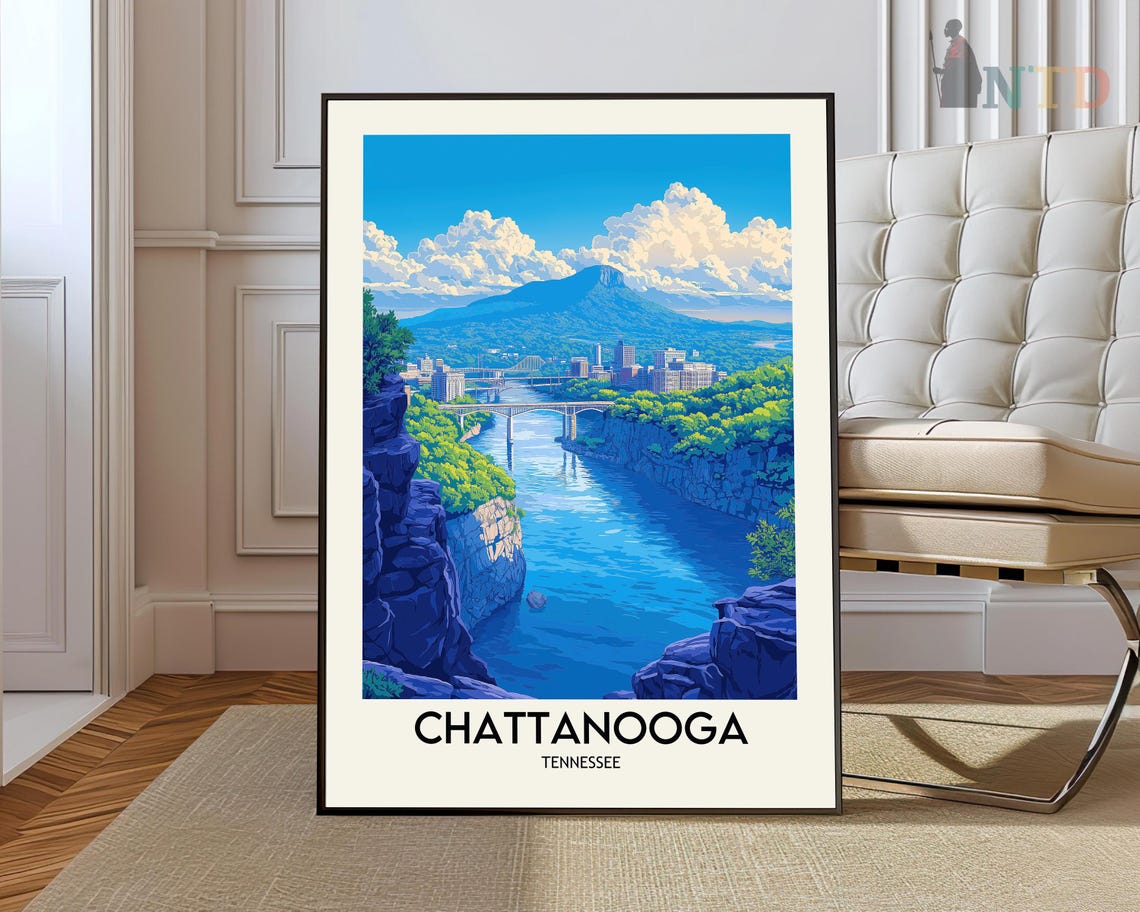 Chattanooga Tennessee River Gorge Bridges Lookout Mountain Day Poster