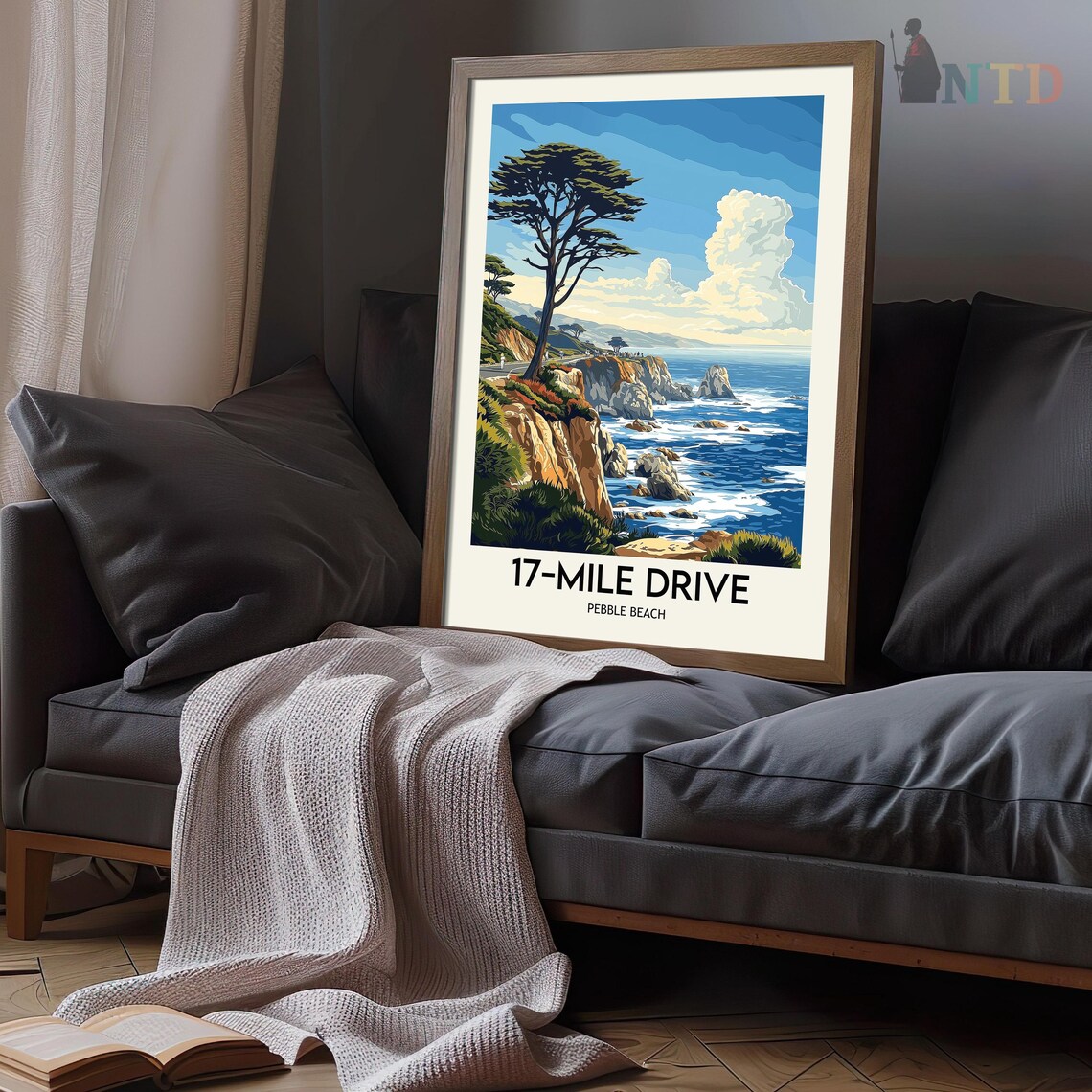 17 Mile Drive Pebble Beach California Coast Vintage Travel Poster - Image 3