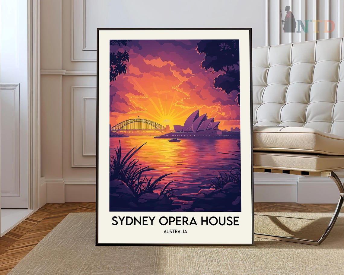 Sydney Opera House Australia Sunset Harbor Bridge Skyline Poster