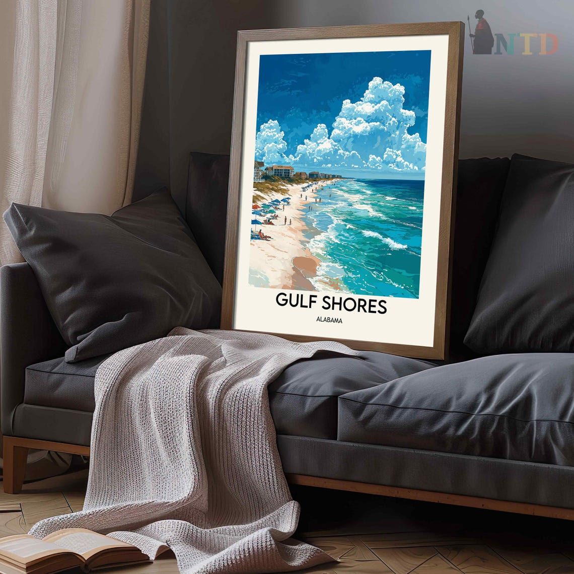 Gulf Shores Alabama Wide Sandy Shoreline With Turquoise Waves Poster - Image 3