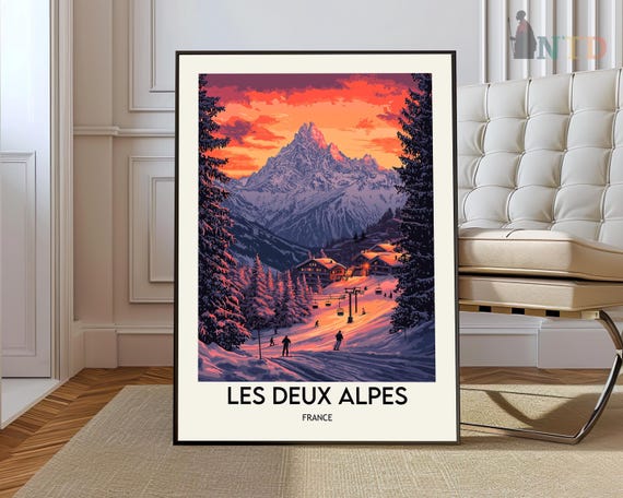 Les Deux Alpes Poster Wall Art Print Photo French Alpsalpes Alps Ski