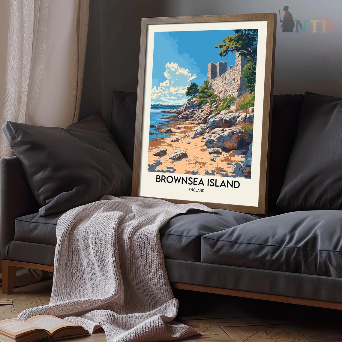 Brownsea Island Medieval Castle Rocky Shore Vintage Travel Poster - Image 3