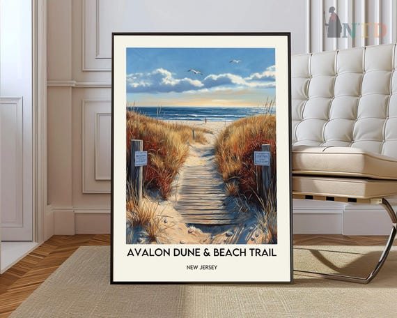 Avalon Dune Beach Trail Poster Wall Art Print New Jersey