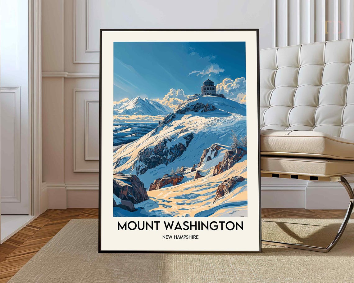 Mount Washington New Hampshire Snowy Summit Winter Peaks Poster