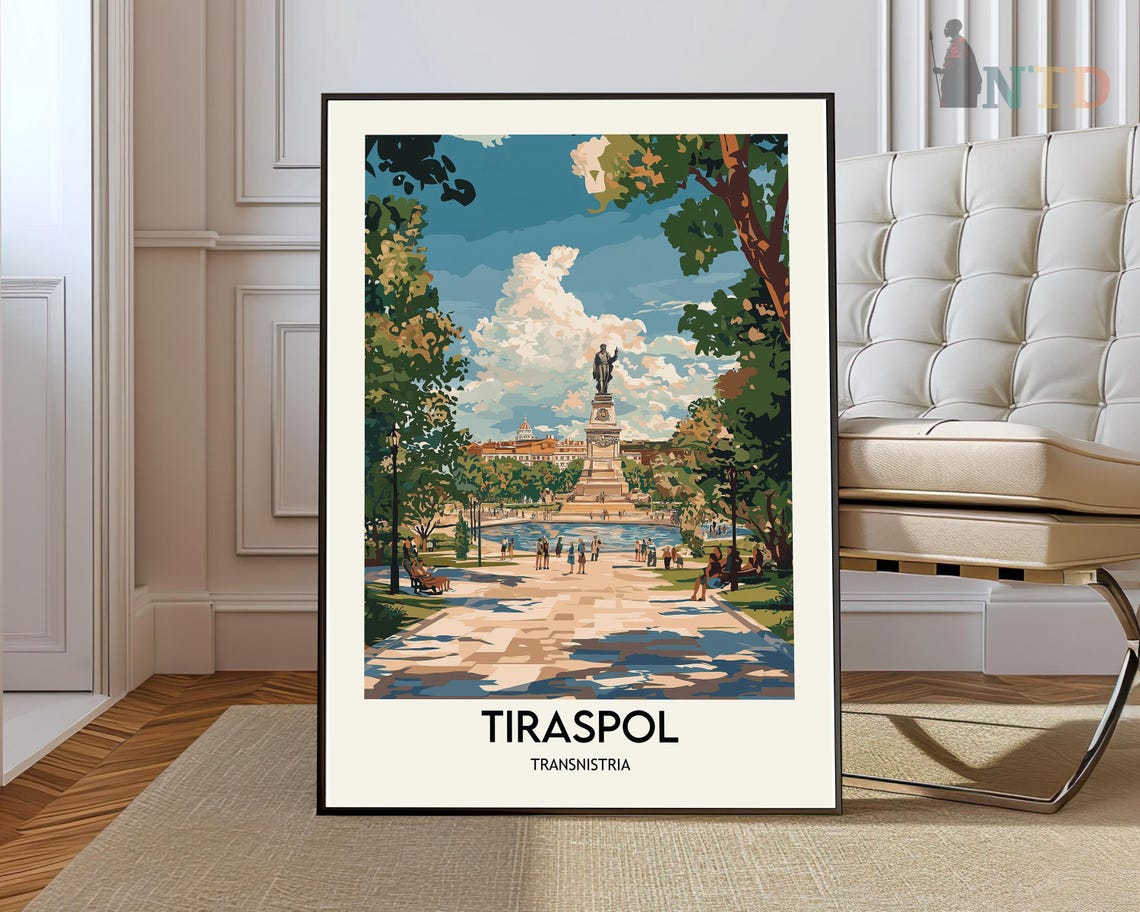 Tiraspol Transnistria Park Avenue Statue Vintage City View Poster