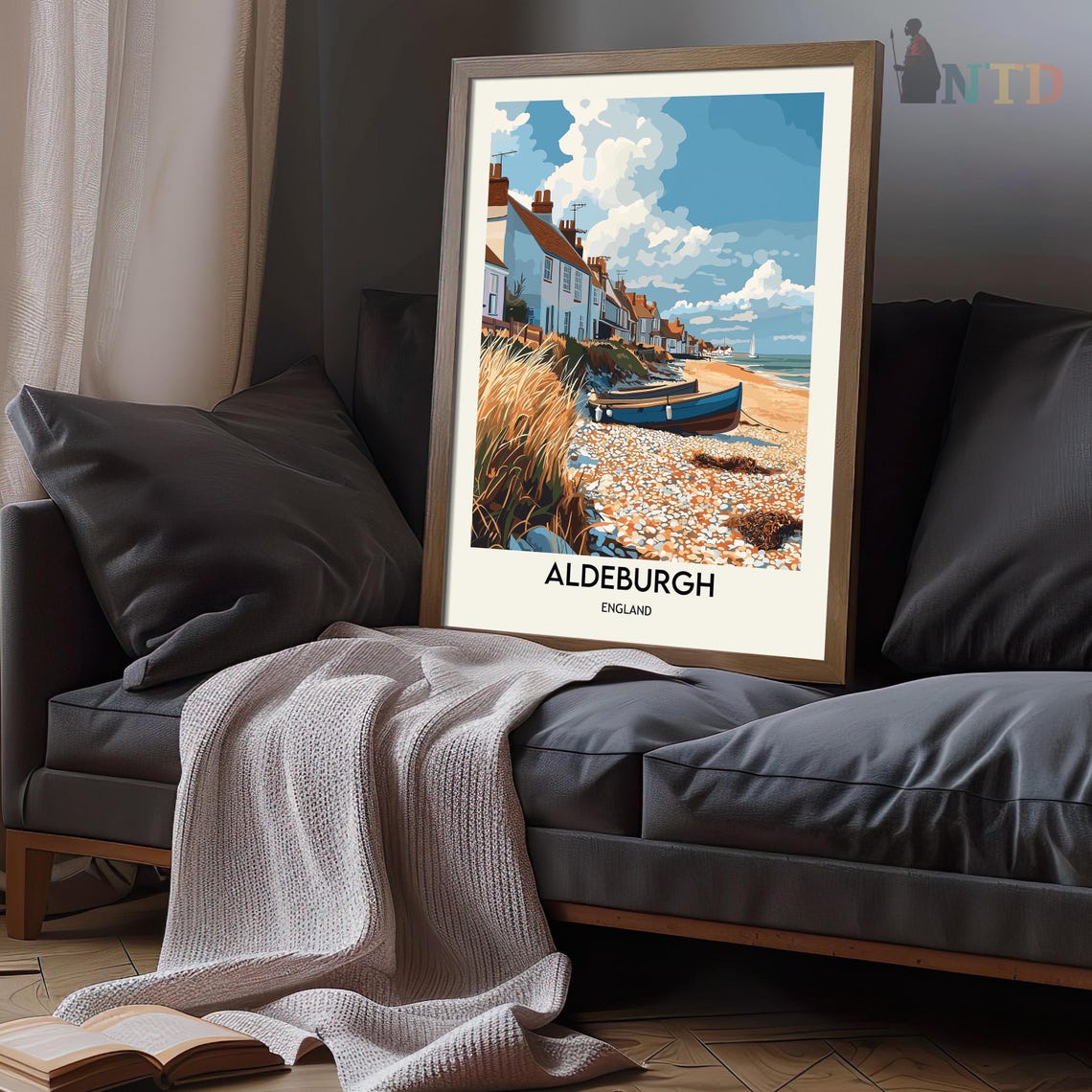 Aldeburgh England Shingle Beach Boats Cottages Travel Poster - Image 3