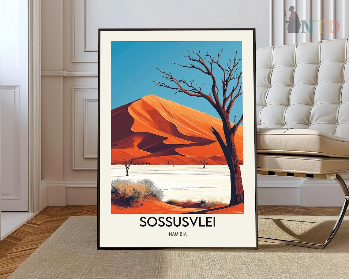 Sossusvlei Travel Poster, Namib Desert Namibia