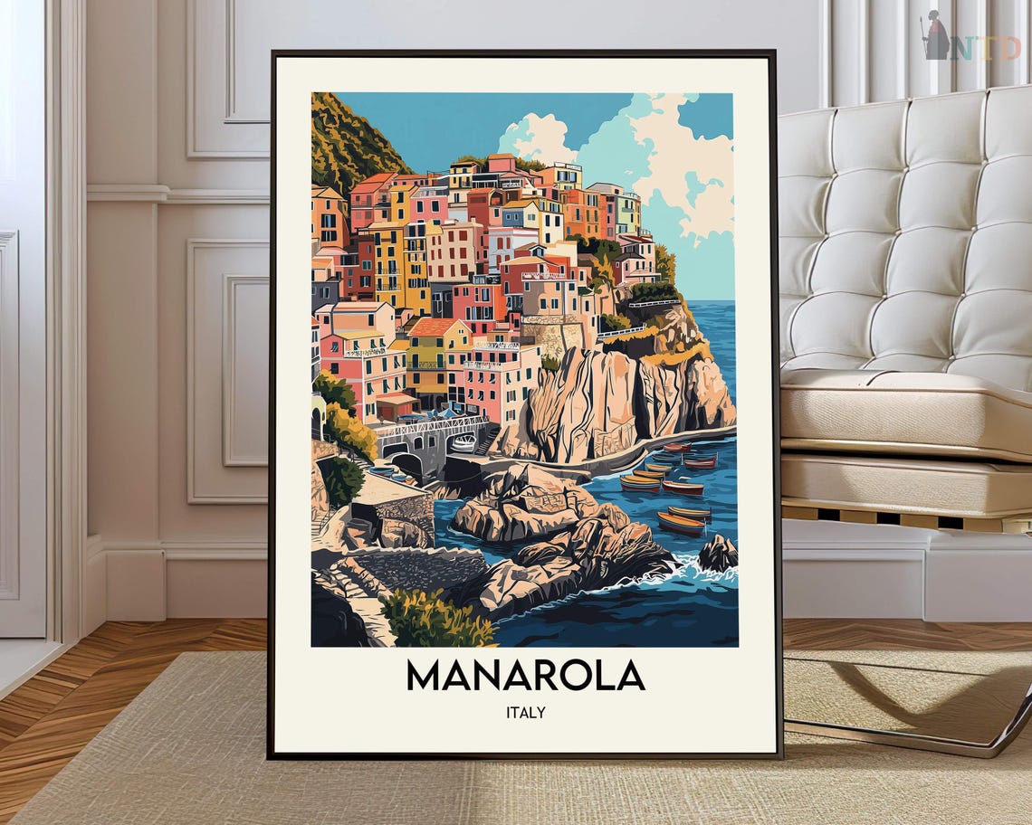 Manarola Poster Wall Art Print Photo Travel City Map
