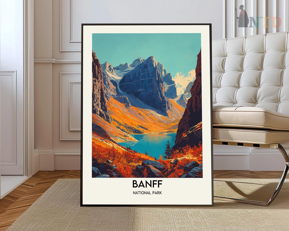 Banff National Park Poster Art Canadian Travel Print Canada Botanical Decor Floral Gift