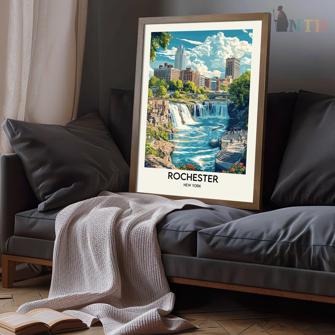 High Falls Waterfall Downtown Rochester New York Travel Poster - Image 3