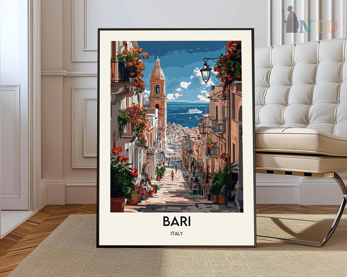 Bari Travel Poster, Italy Puglia Vecchia