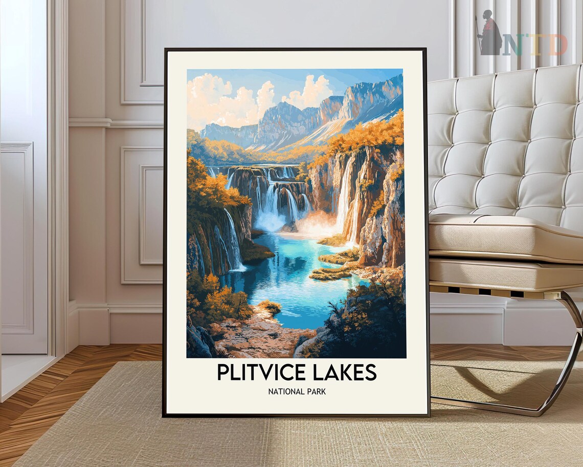 Plitvice Lakes Croatia National Park Waterfalls Travel Poster