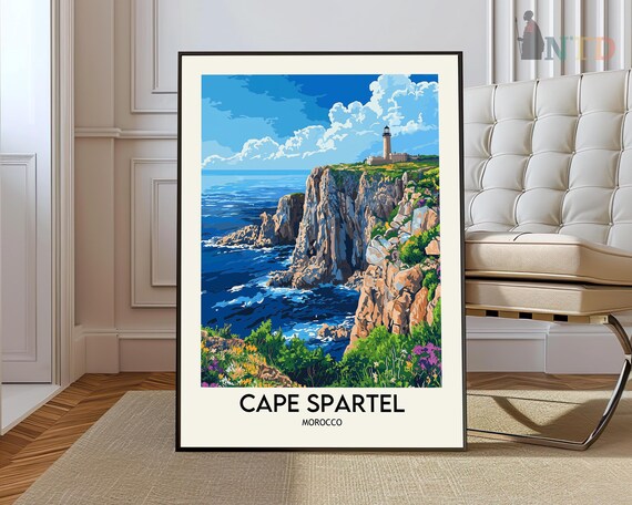 Cape Spartel Poster Wall Art Print Photo Map Morocco Tangier