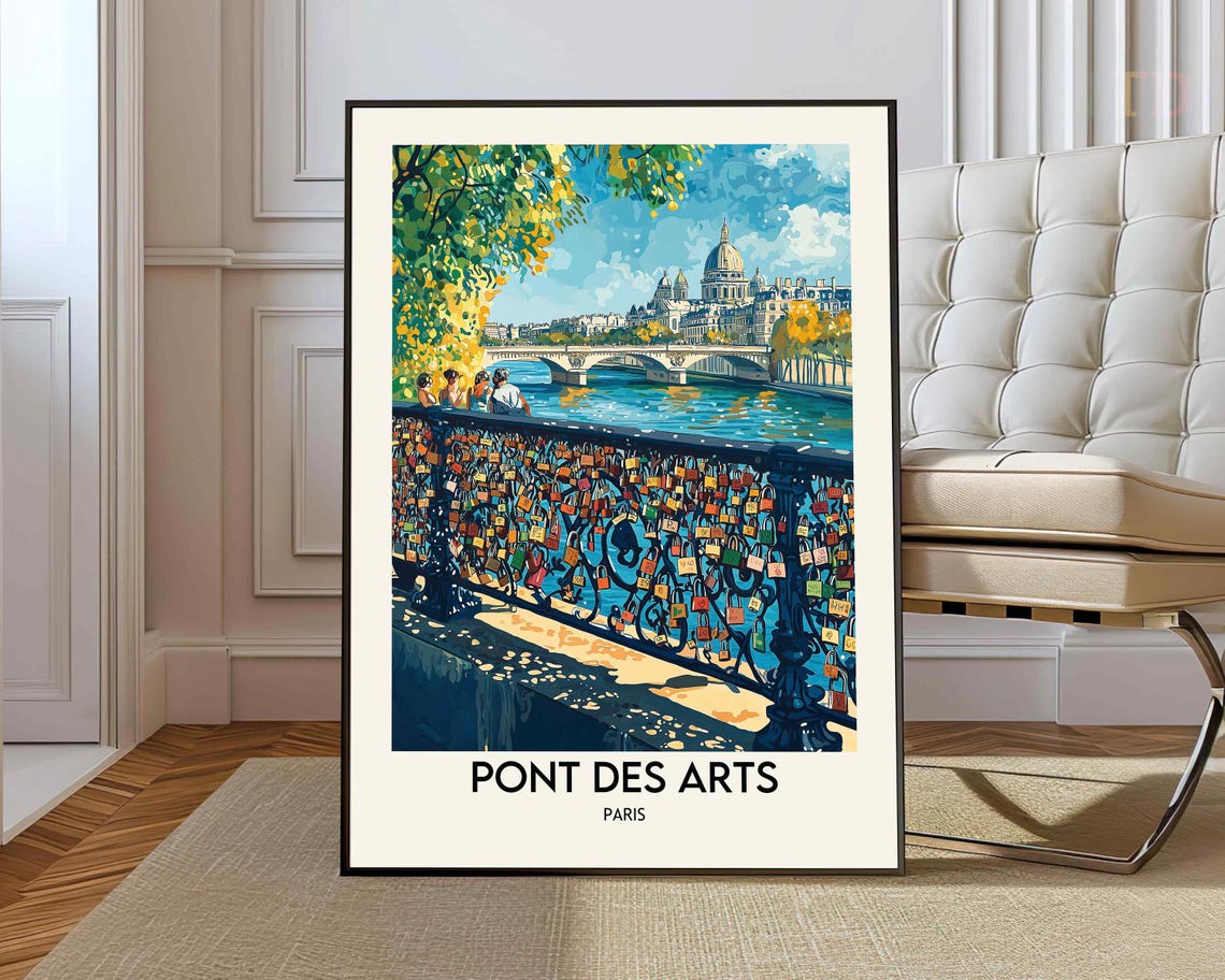 Pont Des Arts Paris Love Locks Bridge Seine River View Poster