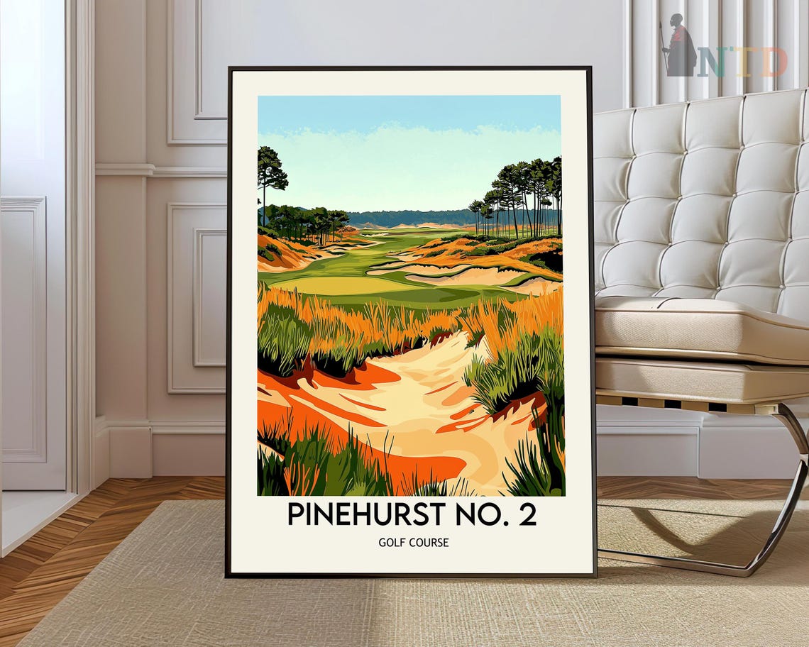 Pinehurst No. 2 Golf Course Sandhills Pines Vintage Travel Poster