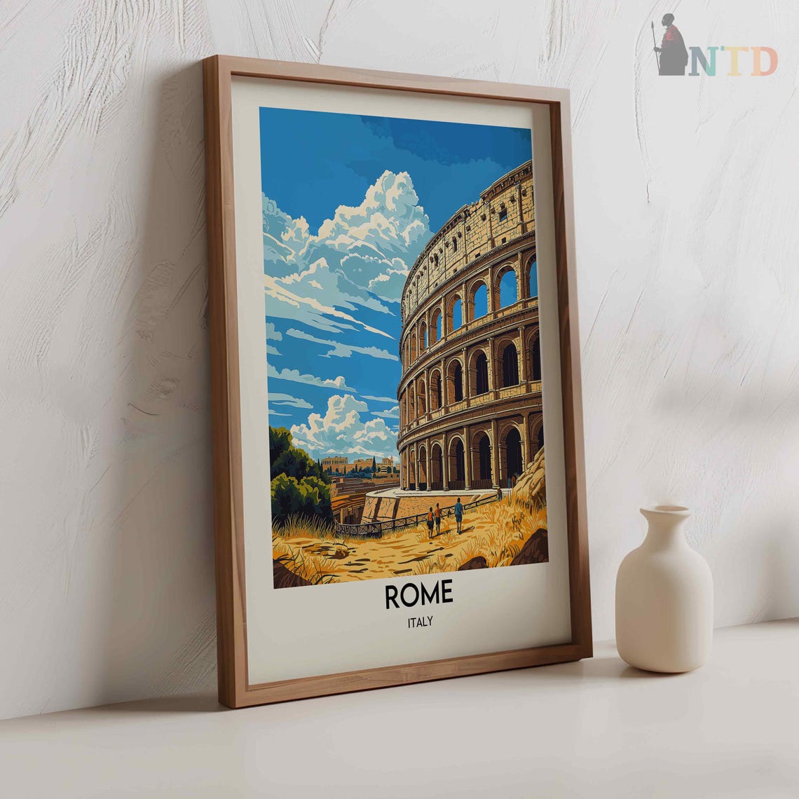 Rome Italy Colosseum Visitors Day Trip Blue Sky Ancient Ruins Poster - Image 2